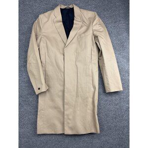 Filippa K Coat Mens 52 Beige Tan Long Jacket Hidden Placket Lined Classic Dressy